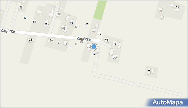 Korczyna, Zagórze, 14, mapa Korczyna