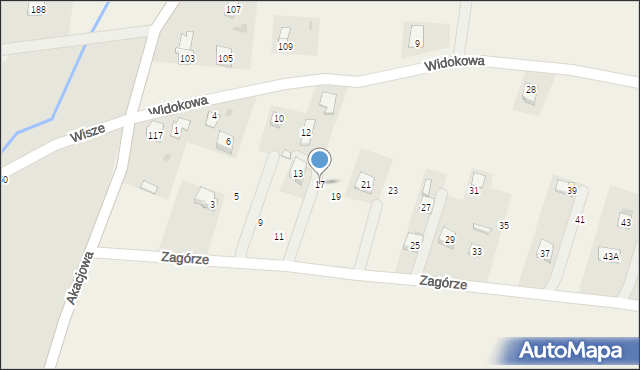 Korczyna, Zagórze, 17, mapa Korczyna