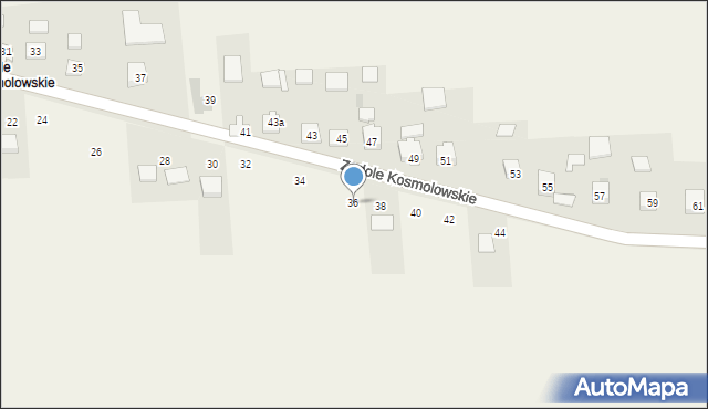 Kosmolów, Zadole Kosmolowskie, 36, mapa Kosmolów