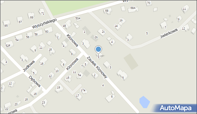 Kostrzyn nad Odrą, Zaułek Klonowy, 1, mapa Kostrzyn nad Odrą