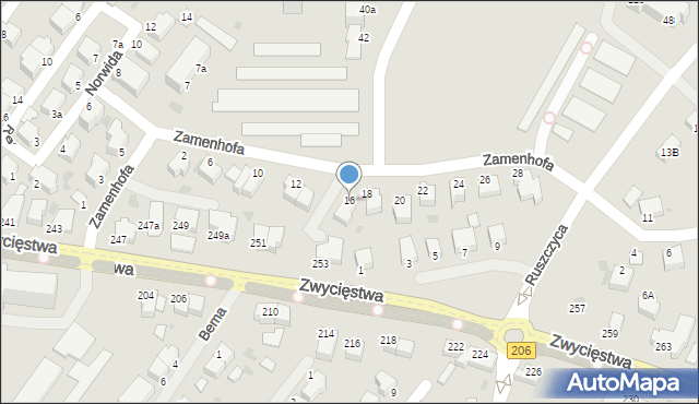 Koszalin, Zamenhofa Ludwika, dr., 16, mapa Koszalina