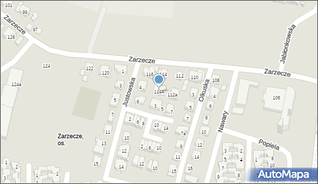 Kraków, Zarzecze, 114A, mapa Krakowa
