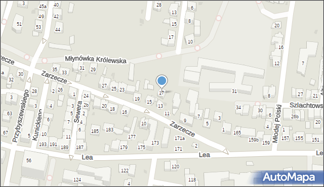 Kraków, Zarzecze, 17, mapa Krakowa