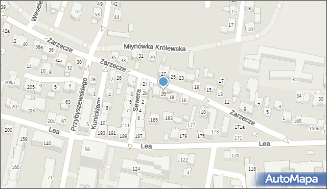 Kraków, Zarzecze, 20, mapa Krakowa