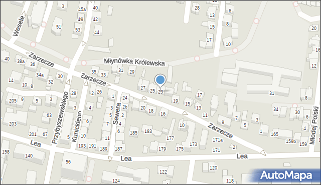 Kraków, Zarzecze, 23, mapa Krakowa
