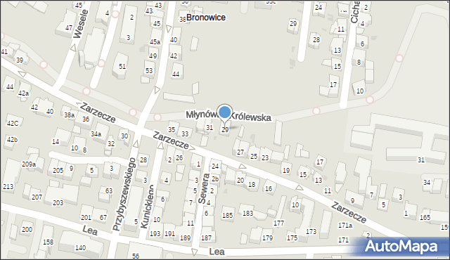 Kraków, Zarzecze, 29, mapa Krakowa