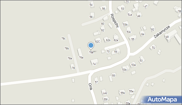 Kraków, Zakamycze, 74a, mapa Krakowa