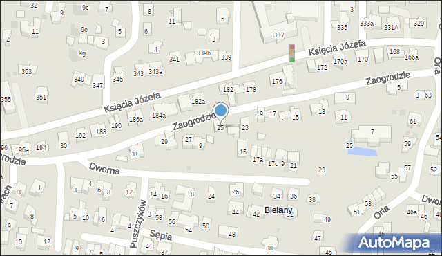 Kraków, Zaogrodzie, 25, mapa Krakowa