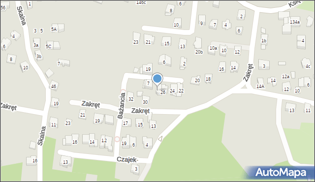 Kraków, Zakręt, 28, mapa Krakowa