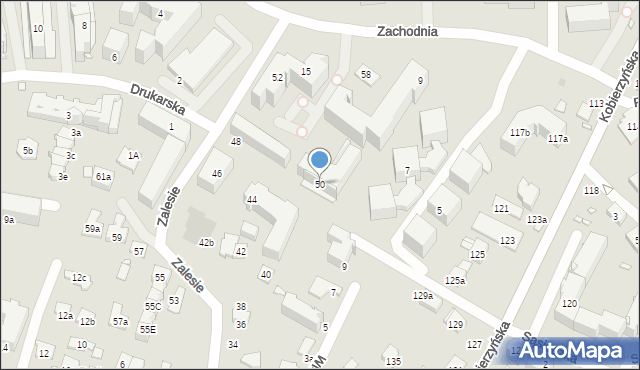 Kraków, Zalesie, 50, mapa Krakowa