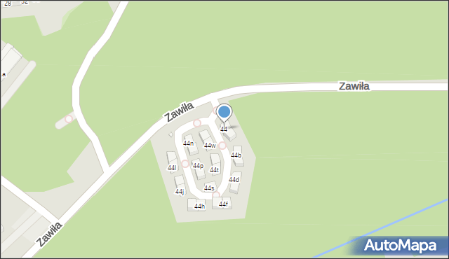 Kraków, Zawiła, 44, mapa Krakowa