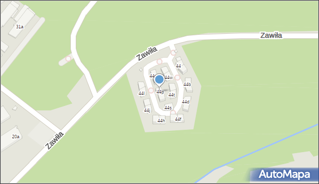 Kraków, Zawiła, 44p, mapa Krakowa