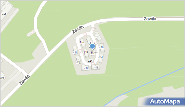 Kraków, Zawiła, 44t, mapa Krakowa