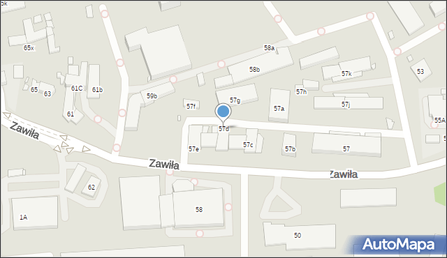 Kraków, Zawiła, 57d, mapa Krakowa