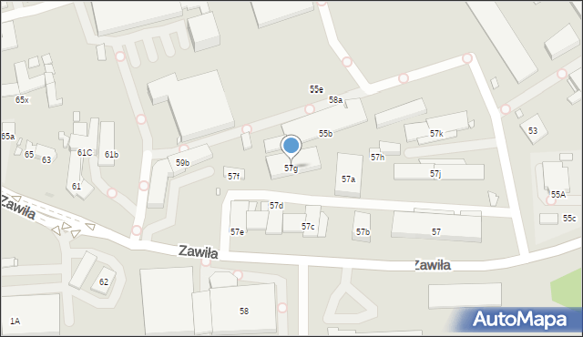 Kraków, Zawiła, 57g, mapa Krakowa