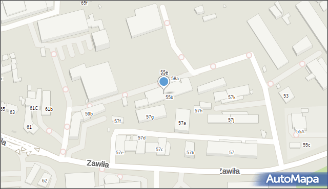 Kraków, Zawiła, 58b, mapa Krakowa