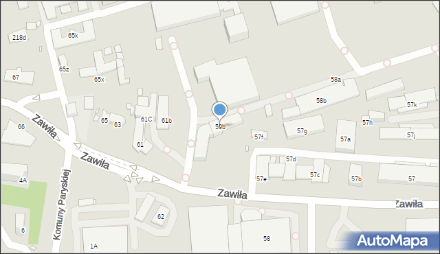 Kraków, Zawiła, 59b, mapa Krakowa