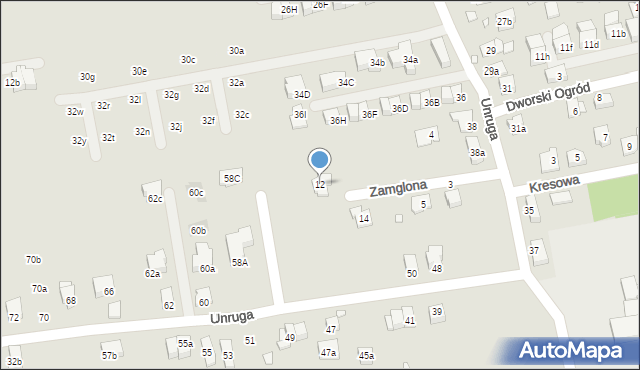 Kraków, Zamglona, 12, mapa Krakowa