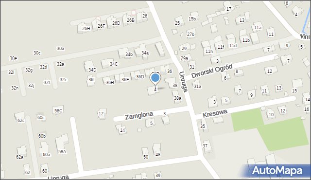 Kraków, Zamglona, 4, mapa Krakowa