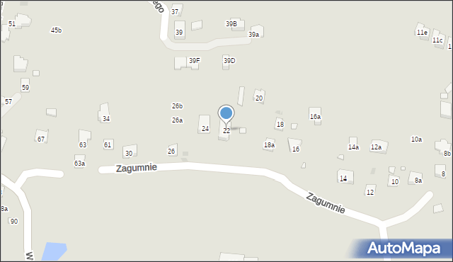 Kraków, Zagumnie, 22, mapa Krakowa