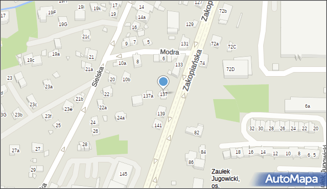 Kraków, Zakopiańska, 137, mapa Krakowa