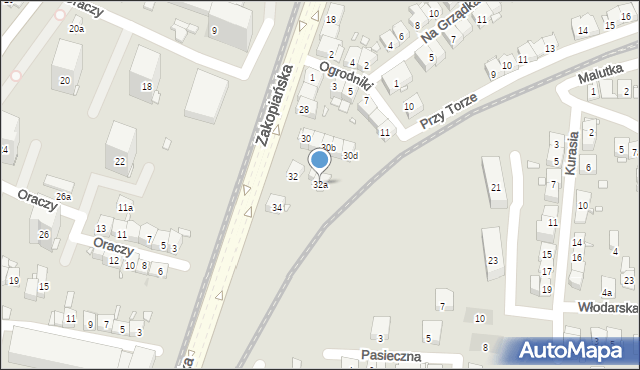 Kraków, Zakopiańska, 32a, mapa Krakowa