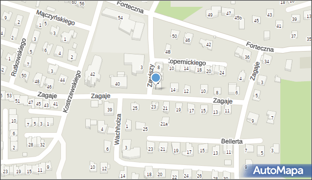 Kraków, Zagaje, 16, mapa Krakowa