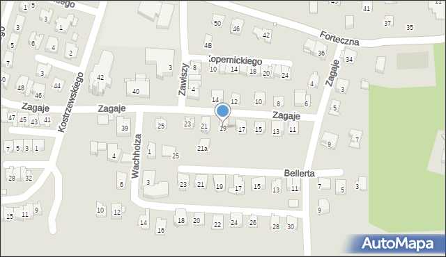 Kraków, Zagaje, 19, mapa Krakowa