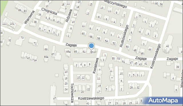 Kraków, Zagaje, 57, mapa Krakowa