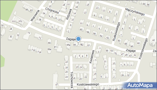 Kraków, Zagaje, 63, mapa Krakowa