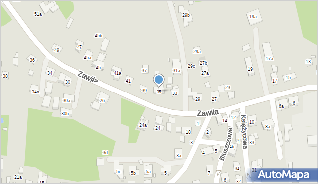 Kraków, Zawiła, 35, mapa Krakowa