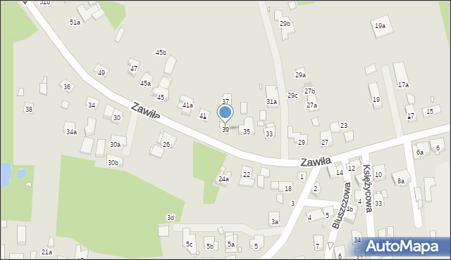 Kraków, Zawiła, 39, mapa Krakowa