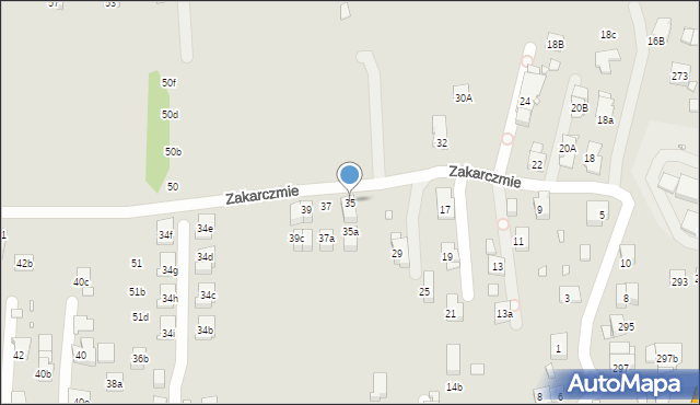 Kraków, Zakarczmie, 35, mapa Krakowa