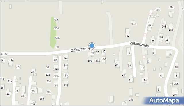 Kraków, Zakarczmie, 39, mapa Krakowa