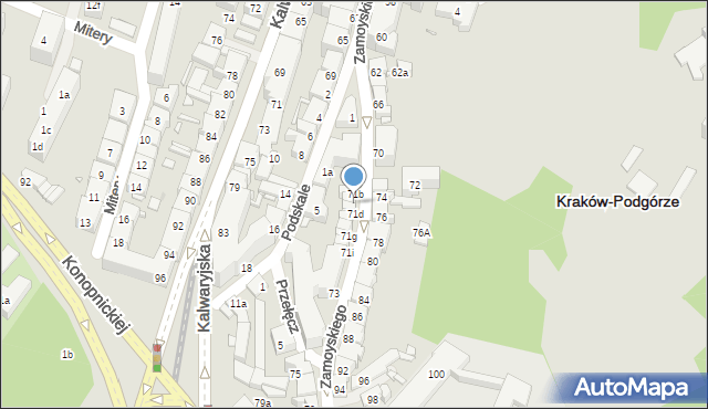 Kraków, Zamoyskiego Jana, hetm., 71c, mapa Krakowa