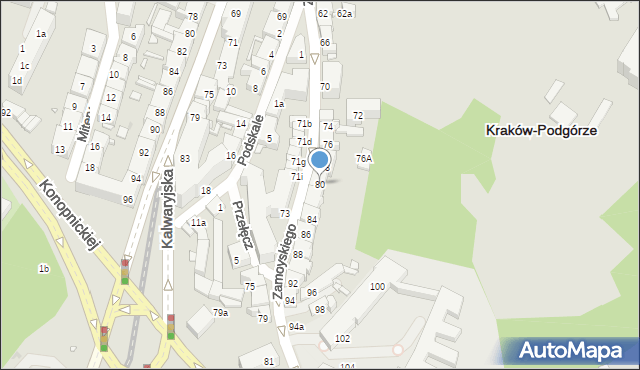 Kraków, Zamoyskiego Jana, hetm., 80, mapa Krakowa