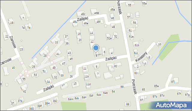 Kraków, Zalipki, 8, mapa Krakowa