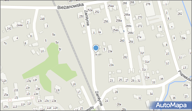 Kraków, Zamłynie, 7, mapa Krakowa