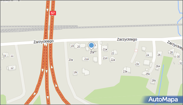 Kraków, Zarzyckiego Wiesława, 20a, mapa Krakowa