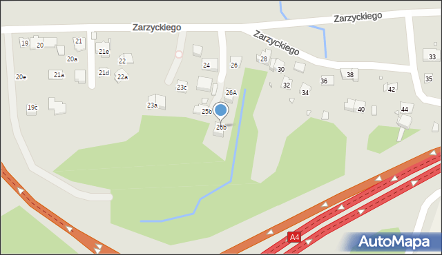 Kraków, Zarzyckiego Wiesława, 26b, mapa Krakowa