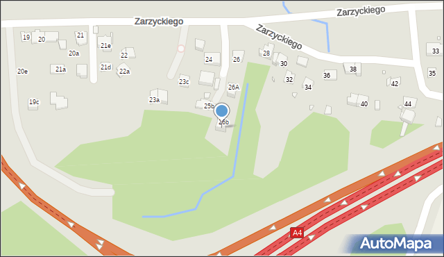 Kraków, Zarzyckiego Wiesława, 26c, mapa Krakowa