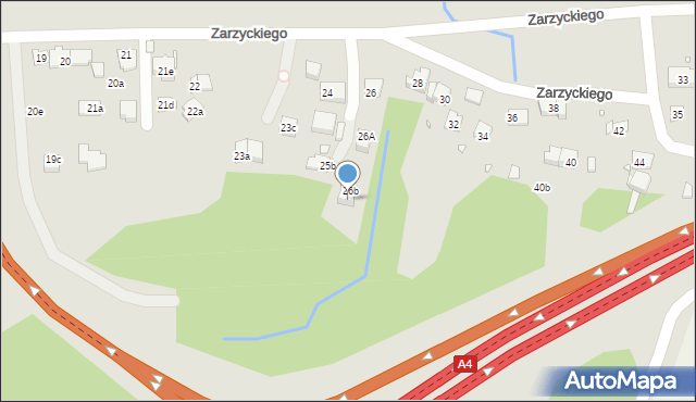 Kraków, Zarzyckiego Wiesława, 26c, mapa Krakowa