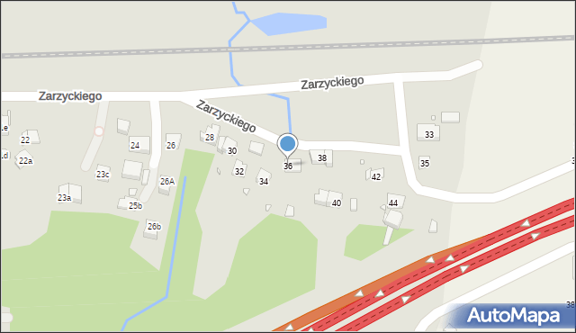 Kraków, Zarzyckiego Wiesława, 36, mapa Krakowa