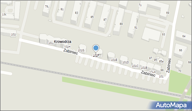 Kraków, Żabiniec, 101F, mapa Krakowa