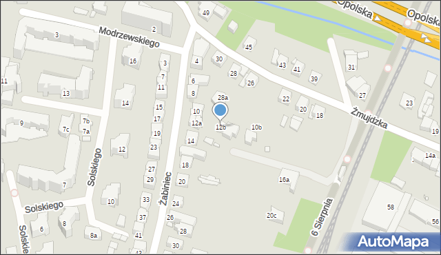 Kraków, Żabiniec, 12b, mapa Krakowa