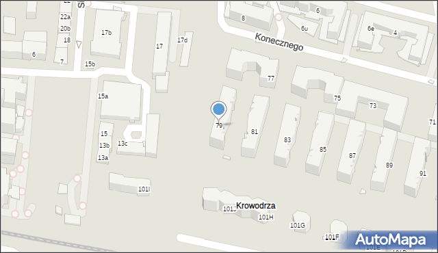 Kraków, Żabiniec, 79, mapa Krakowa