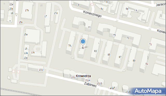 Kraków, Żabiniec, 81, mapa Krakowa