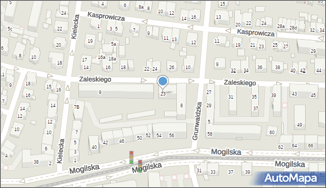 Kraków, Zaleskiego Bohdana, 23, mapa Krakowa