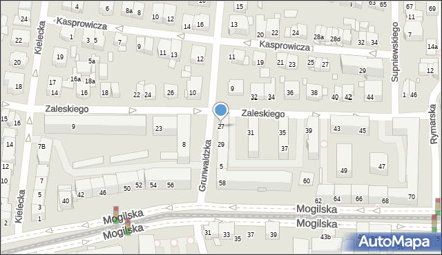 Kraków, Zaleskiego Bohdana, 27, mapa Krakowa