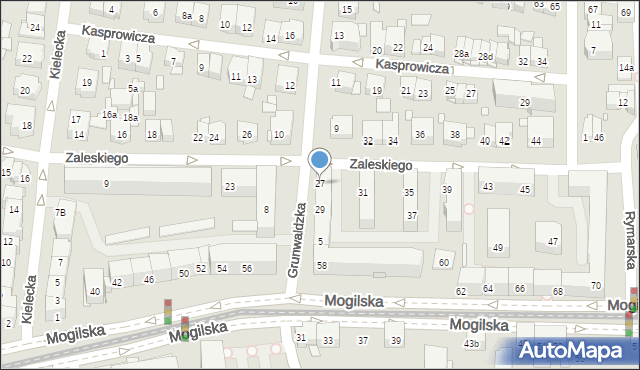 Kraków, Zaleskiego Bohdana, 27, mapa Krakowa